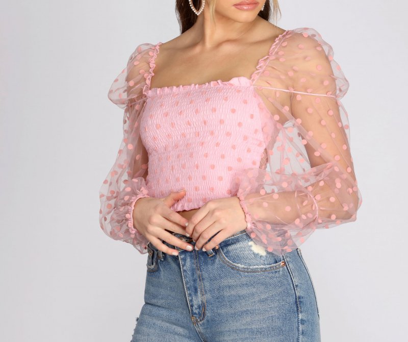 TableClothsUs Pretty In Polka Dot Smocked Top