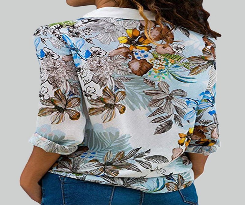 Casual Long Sleeve Printed Panel Lapel Shirt