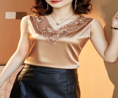 V-neck Lace Vest Sleeveless Blouse