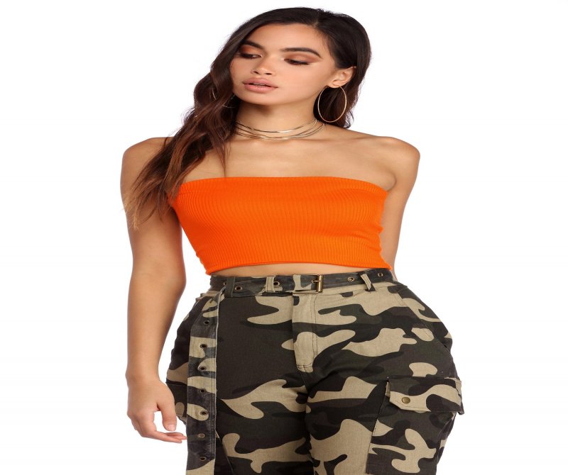TableClothsUs Basic Ribbed Cropped Tube Top