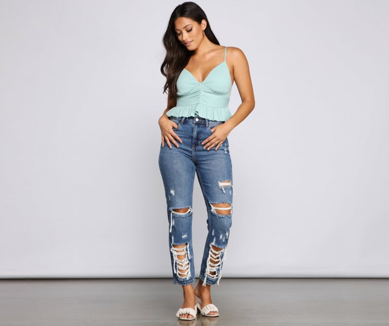 TableClothsUs Flirty Flair Ruffled Crop Top