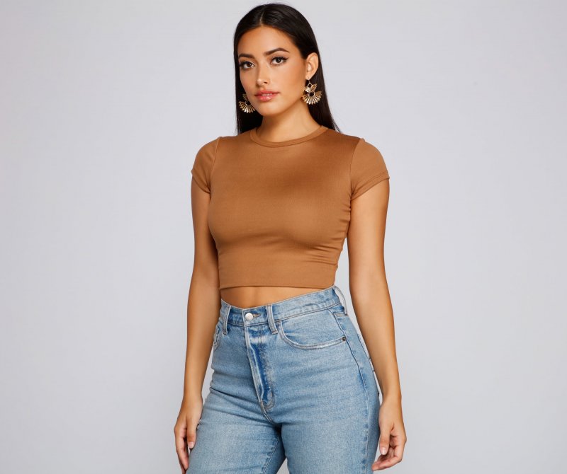 TableClothsUs Casual Must-Have Crew Neck Crop Top