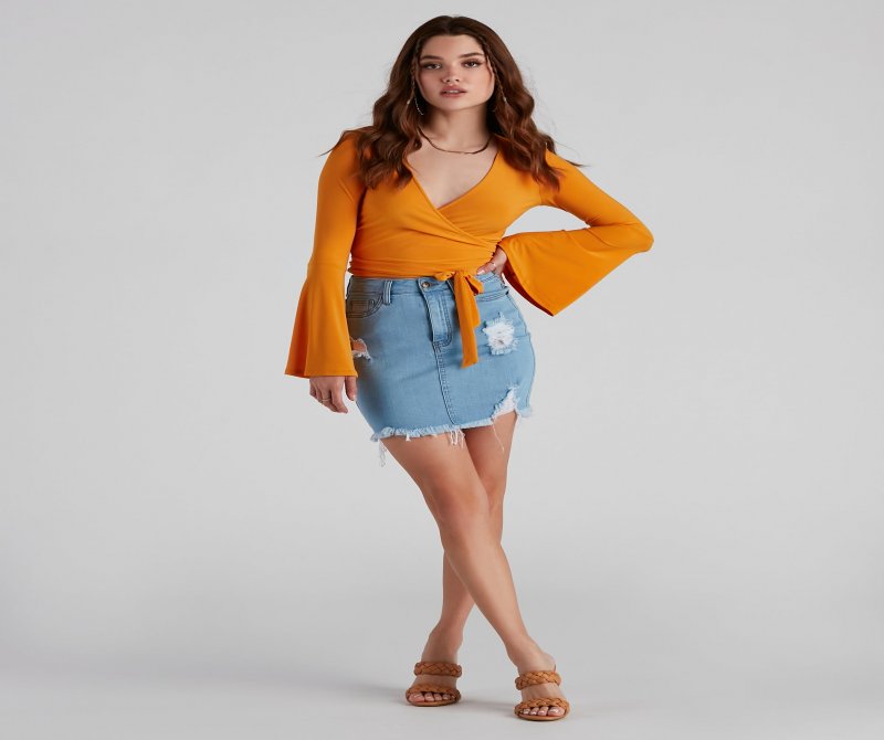TableClothsUs Wrapped In Chic Bell Sleeve Top