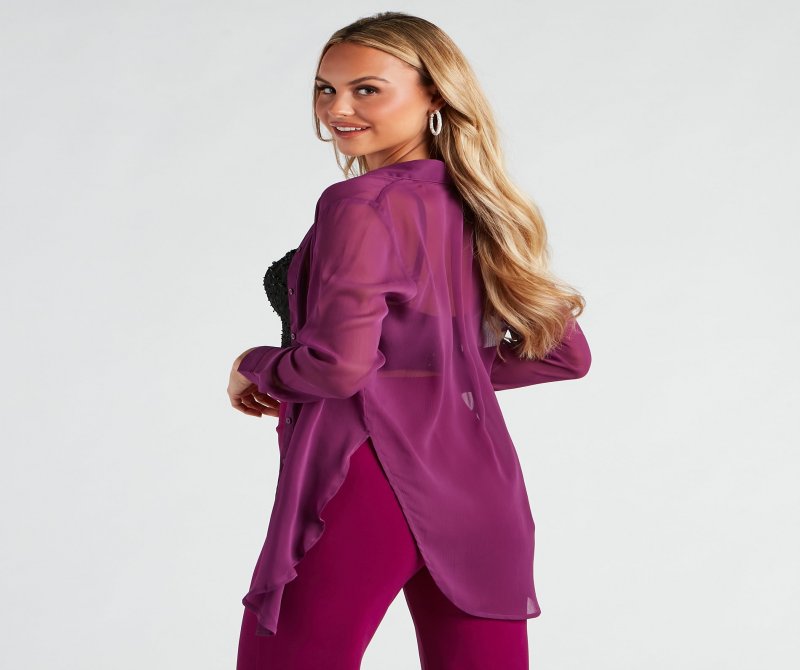 TableClothsUs Such A Staple Sheer Button-Up Tunic