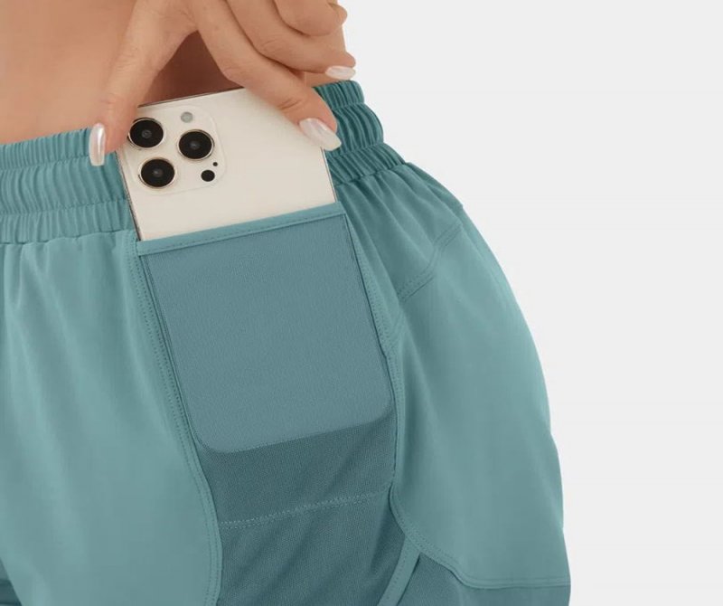 Breezeful? High-Waist Drawstring Side Mesh Pocket 2-in-1 Quick-Dry Running Shorts