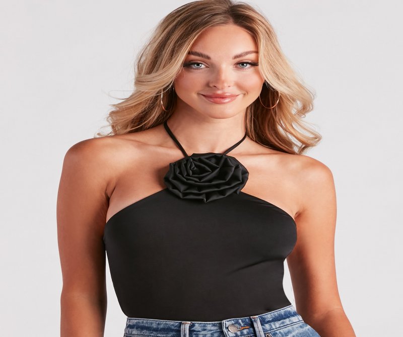 TableClothsUs Pretty As A Rose Halter Bodysuit