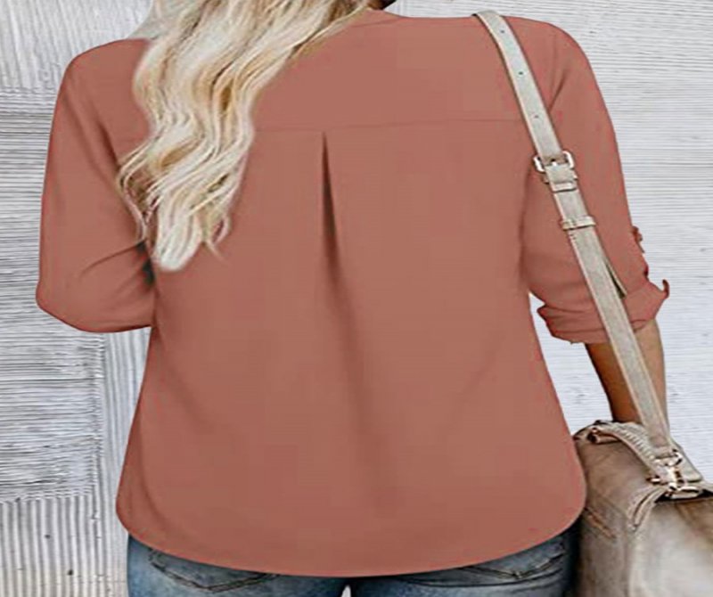 V-neck Chiffon Shirt Long-sleeved T-shirt