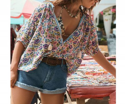 Women's Boho V-Neck Top
