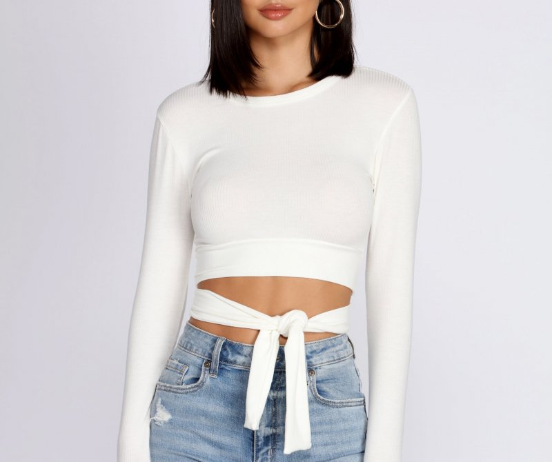 TableClothsUs Wrap Waist Ribbed Crop Top