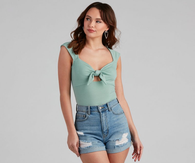 TableClothsUs Sweet Vibes Tie-Front Bodysuit