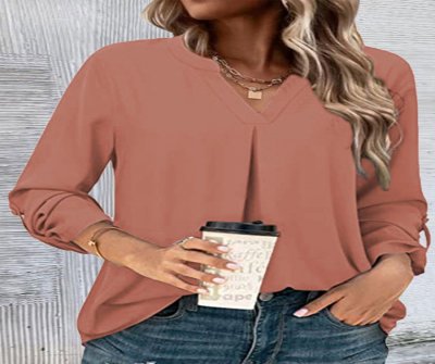 V-neck Chiffon Shirt Long-sleeved T-shirt