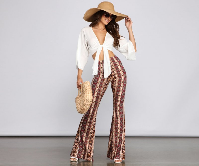 TableClothsUs Boho Daze Tie Front Top