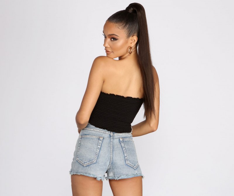 TableClothsUs Smocked Tie Front Tube Top