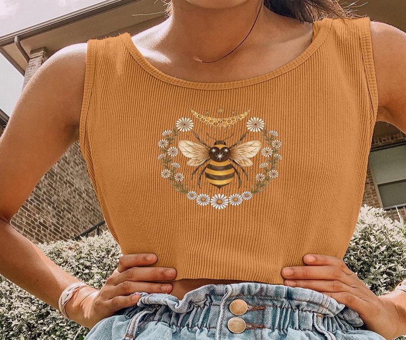 Vintage Bee Flower Print Vest