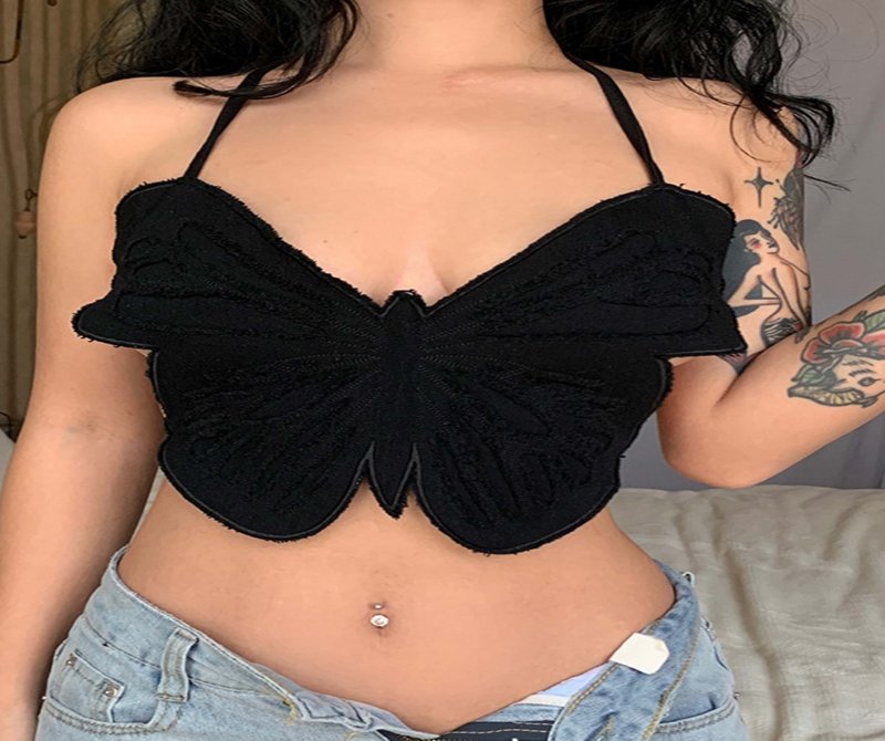 The Supermade Hot Girl Sexy Butterfly Denim Undershirt